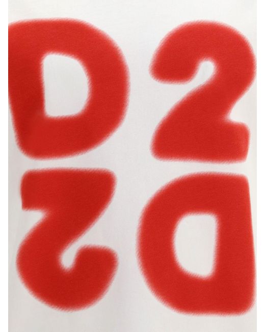 DSquared² White Slim Fit Short-Sleeved Cotton T-Shirt With Printed Logo for men