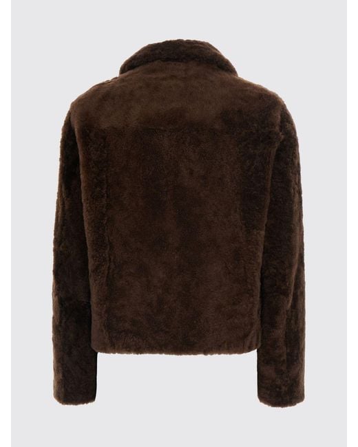 Brunello Cucinelli Black Double-Breasted Short Shearling Coat With Classic Collar
