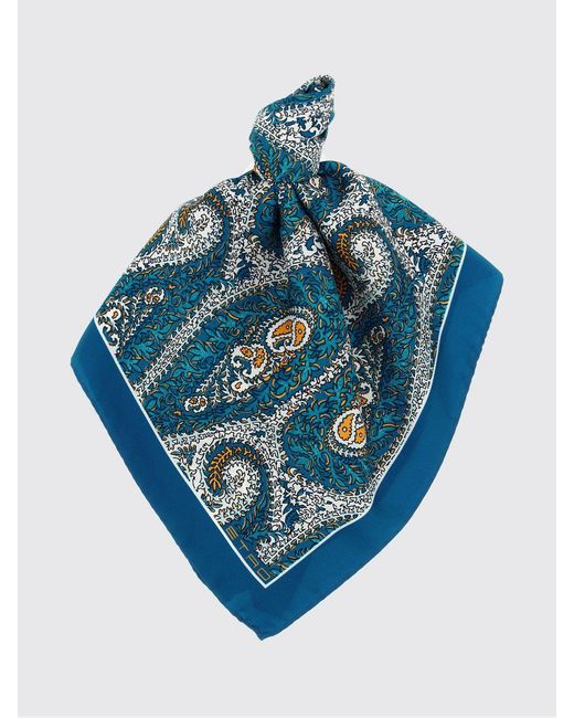 Etro Blue Paisley Print Silk Scarf