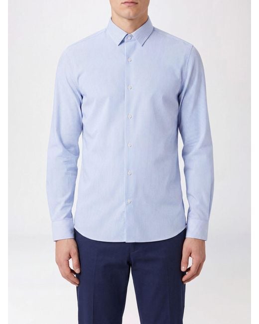 Rrd Blue Striped Technical Fabric Shirt With A Slim Fit And Classic Collar for men