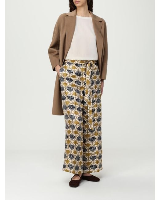 Max Mara Red Elegant Trousers With All-Over Graphic Print And Waist Tie
