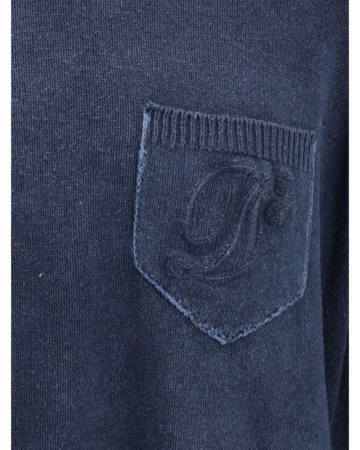 DSquared² Blue Cotton Blend Crew Neck Pullover for men