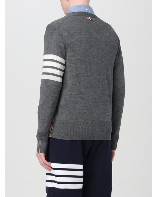 Thom Browne Gray Ribbed Wool Crewneck Sweater for men