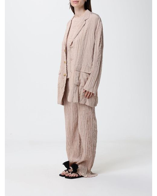 Alysi Natural Pleated Silk Blazer