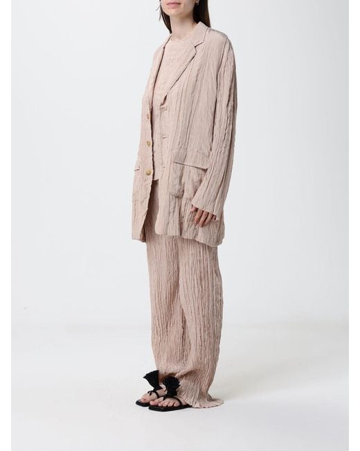 Alysi Natural Pleated Silk Blazer