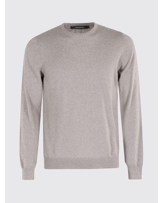 Tagliatore Gray 100% Wool Crew-Neck Jumper With Ribbed Trims for men