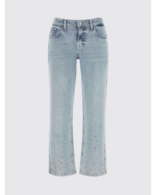 7 For All Mankind Blue Calie High-Waisted Straight Jeans