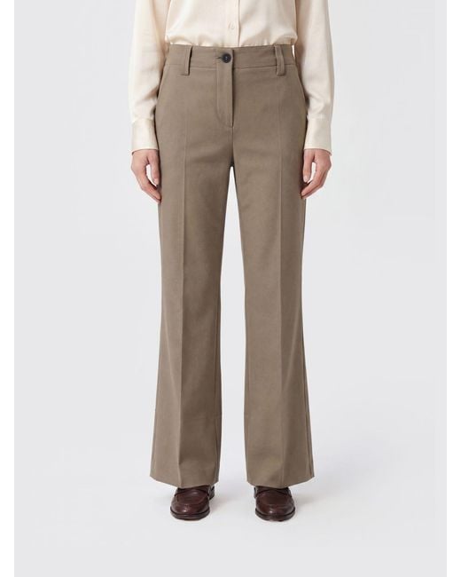 Brunello Cucinelli Natural Straight Cotton Trousers