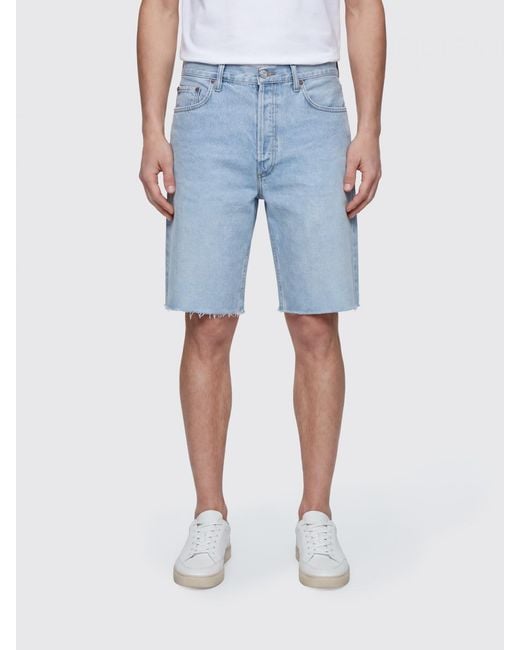 Agolde Blue Knee-Length Denim Shorts With Five-Pocket Design for men