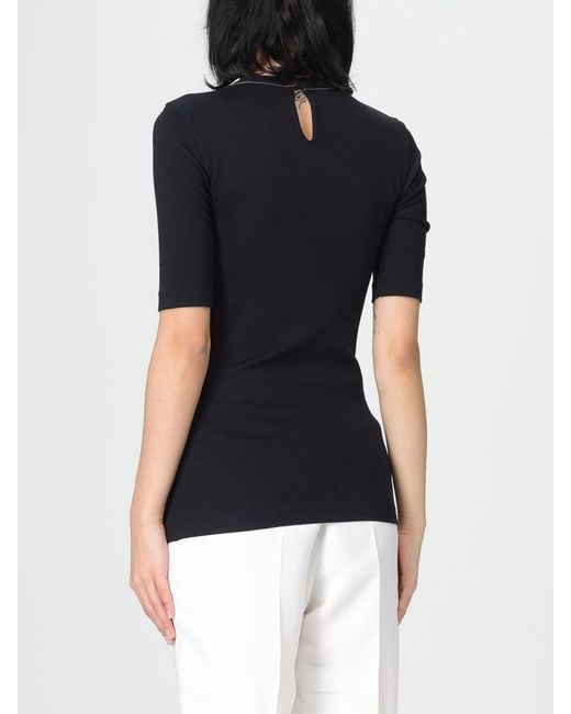 Brunello Cucinelli Black Cotton T-Shirt With Nickel-Free Monile