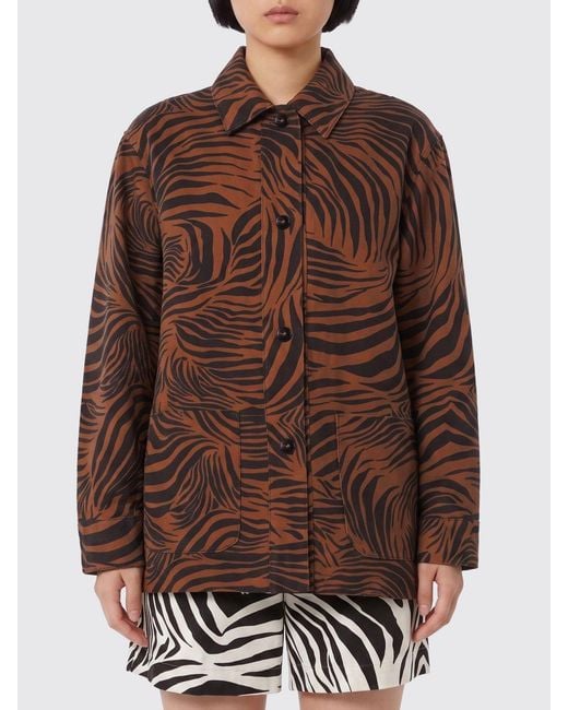 Max Mara Brown Printed Cotton And Linen Shirt