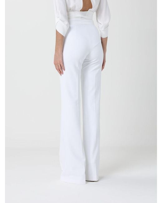 Elisabetta Franchi White Crêpe Straight Trousers