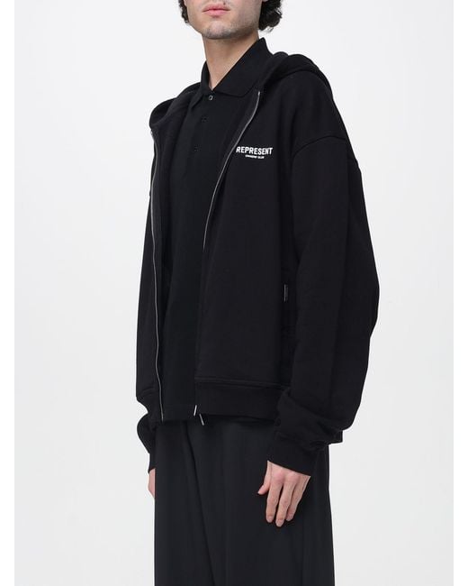 Represent Blue Cotton Hoodie With Logo for men