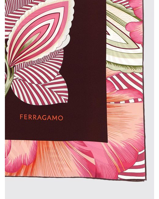 Ferragamo Pink Brezza Printed Silk Scarf