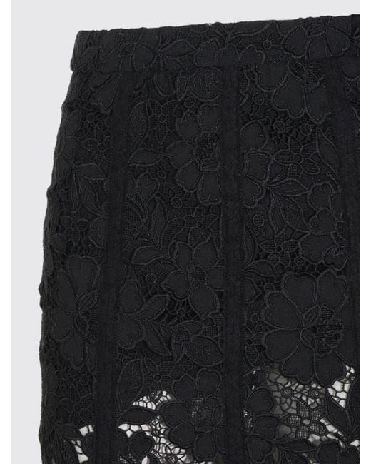 Self-Portrait Black High-Waisted A-Line Lace Midi Skirt With Straight Hem