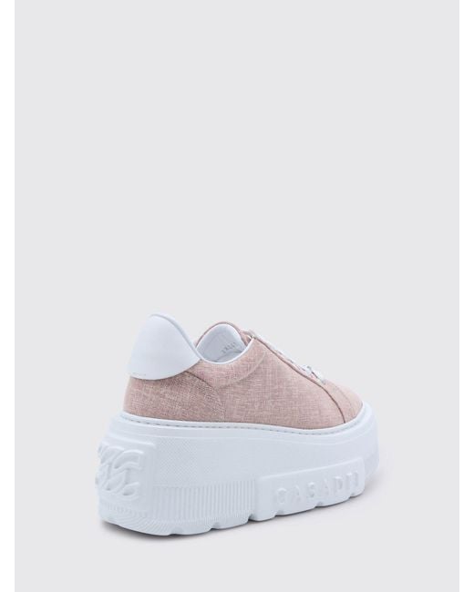Casadei Pink Nexus Canvas Wedge Sneakers