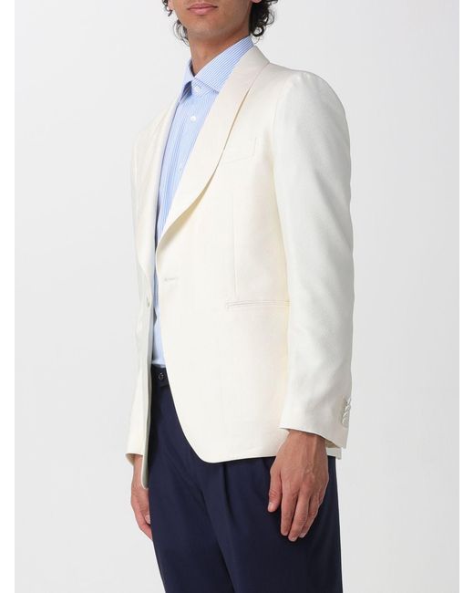 Tagliatore White Single-Breasted Virgin Wool Blazer for men