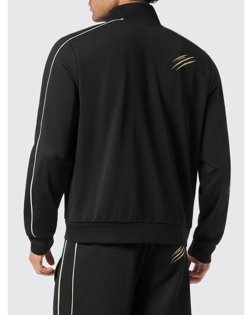 Philipp Plein Black Polyester Zip-Up Sweatshirt for men
