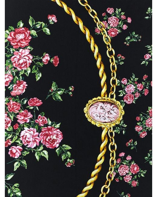 Dolce & Gabbana Metallic Dolce &Amp Gabbana Floral Print Silk Twill Scarf
