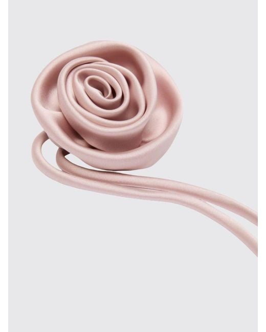Max Mara White Moschea Flower-Shaped Satin Choker Necklace With Adjustable Closure