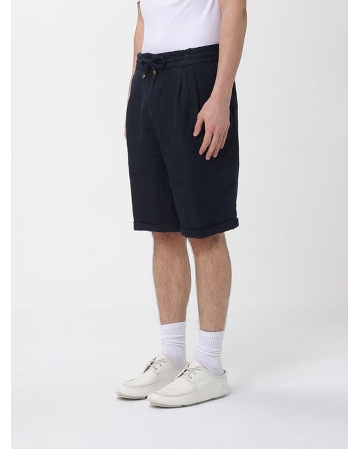 Brunello Cucinelli Blue Linen Drawstring Shorts for men