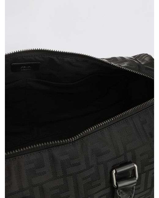 Fendi Black Ff Jacquard Nylon Travel Bag for men