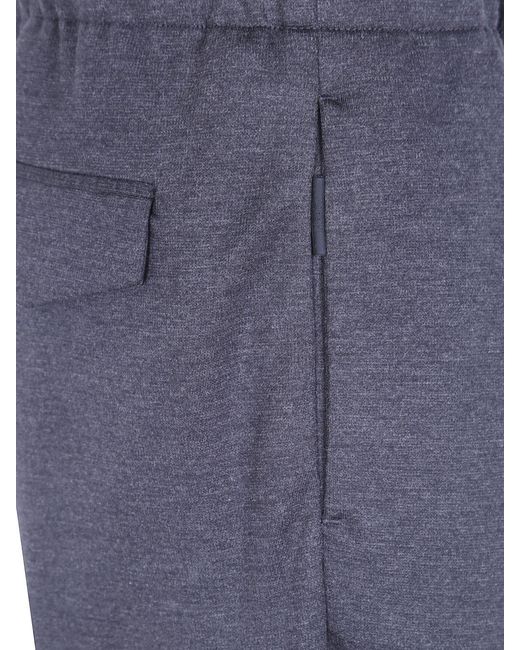Lardini Blue Slim Fit Cotton Blend Trousers With Elasticated Waist And Flap Pockets for men