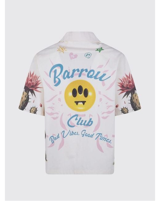 Barrow White Printed Cotton Casual Shirt for men