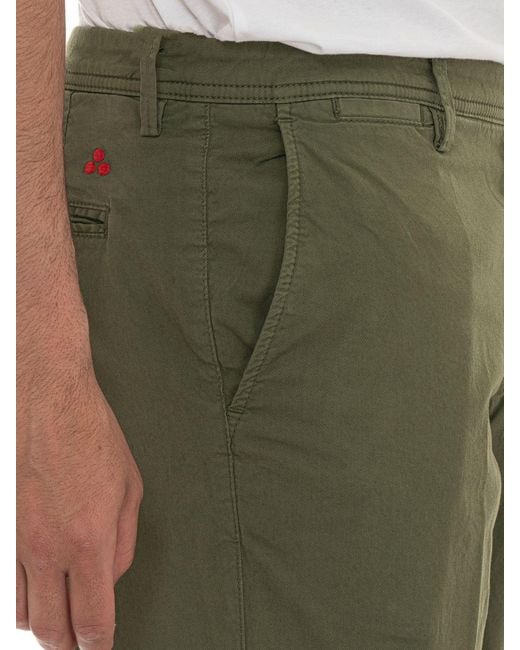 Peuterey Green Slim Fit Mid-Rise Cotton-Blend Chino Trousers for men