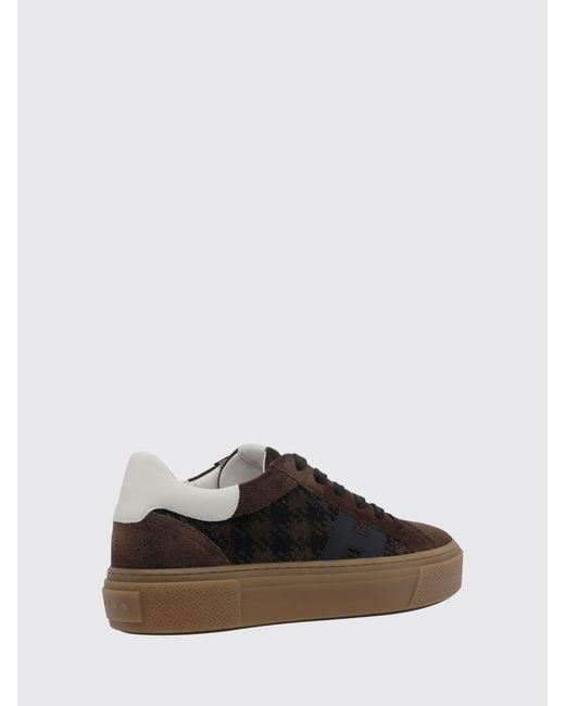 Hogan White H705 Leather And Suede Sneakers With A Bicolor Houndstooth Pattern