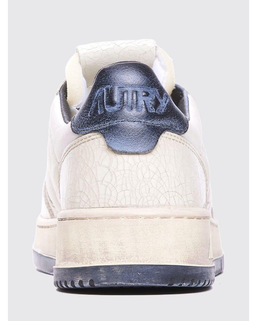 Autry White Medalist Low Super Vintage Calfskin Sneakers With Worn Effect for men