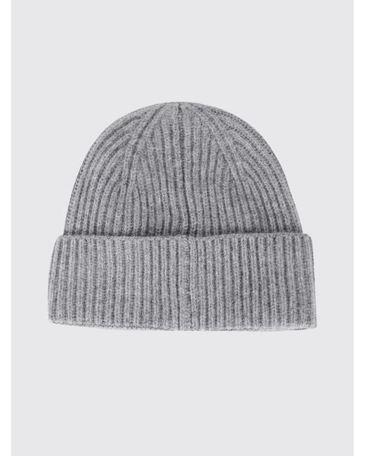 Mc2 Saint Barth Gray Ribbed Wool Beanie With Cuff And Embroidered Logo