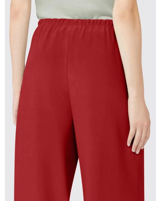 Max Mara Red Stretch Silk Palazzo Trousers