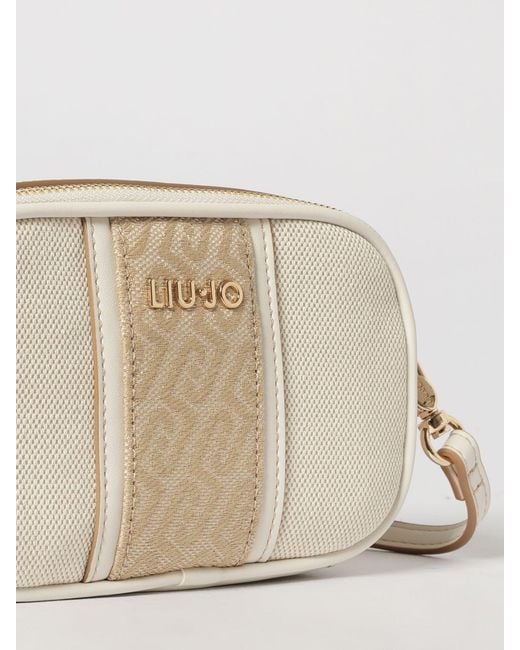 Liu Jo Natural Canvas And Denim Bag With Jacquard Logo