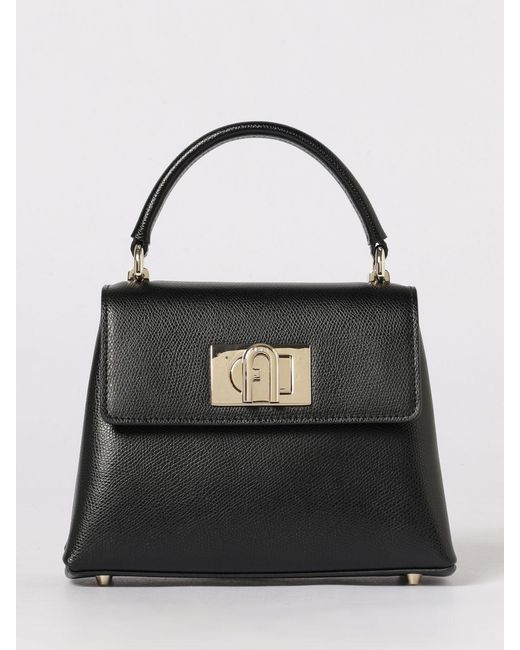Furla Black 1927 Grained Leather Bag
