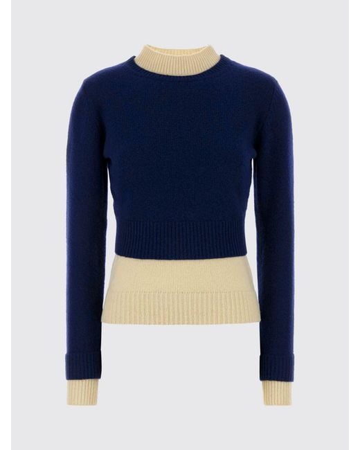 Jil Sander Blue Bicolor Virgin Wool Sweater