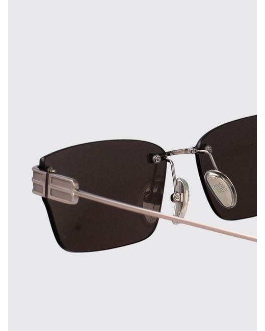 Balenciaga White Rectangular Metal Sunglasses With Monogram And Adjustable Nose Pads