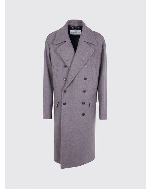 Dries Van Noten Gray Double-Breasted Long Coat for men
