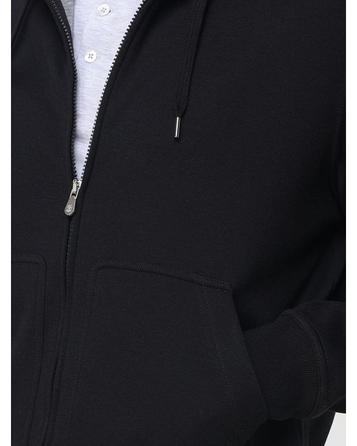 Brunello Cucinelli Blue Cashmere And Silk Zip Sweatshirt for men