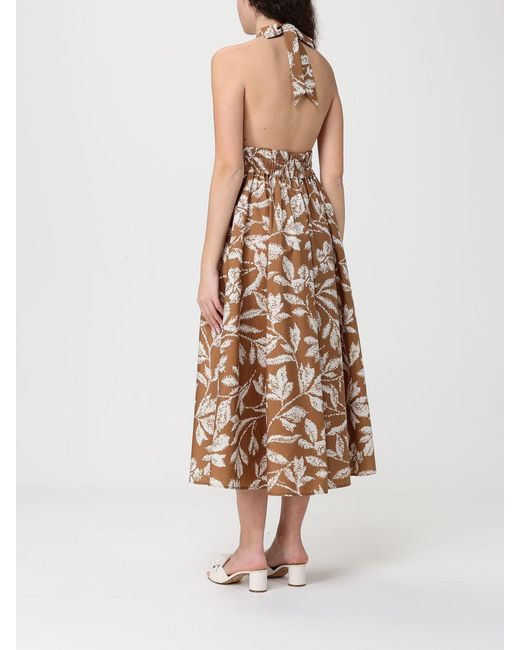 Max Mara Natural Printed Cotton Midi Dress