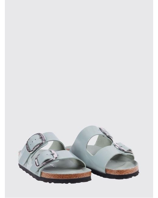 Birkenstock White Arizona Big Buckle Brushed Leather Sandals