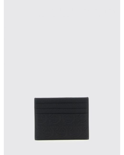 Ferragamo White Travel Grained Leather Card Holder for men