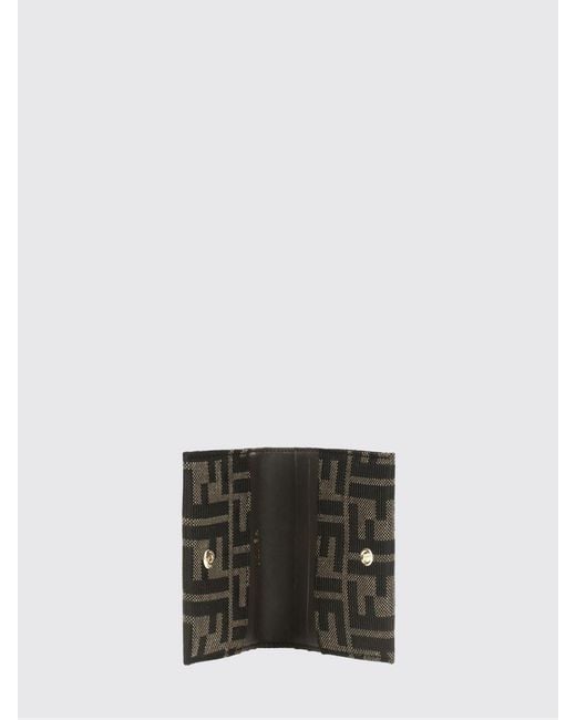 Tarjetero Bifold En Tejido Jacquard Con Monograma Ff Fendi de color Gray