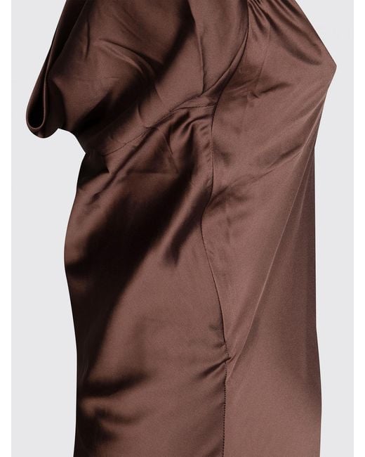 ROTATE BIRGER CHRISTENSEN Brown Satin Midi Dress