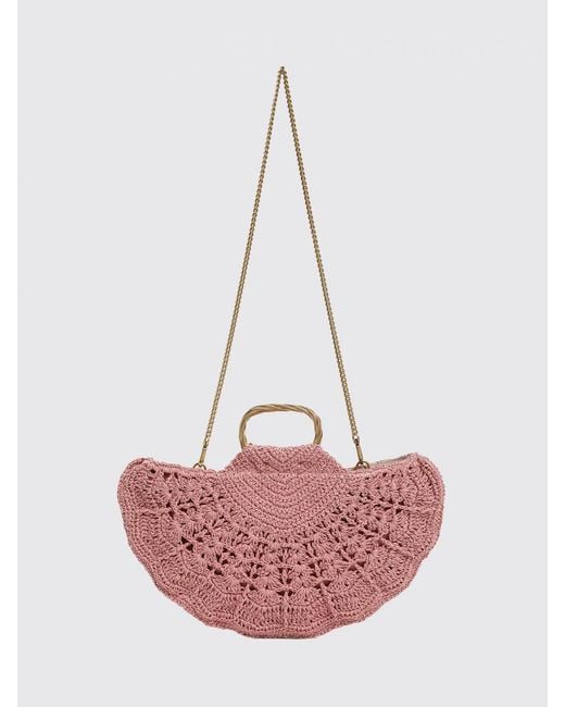 Twinset Pink Crochet Raffia Handbag
