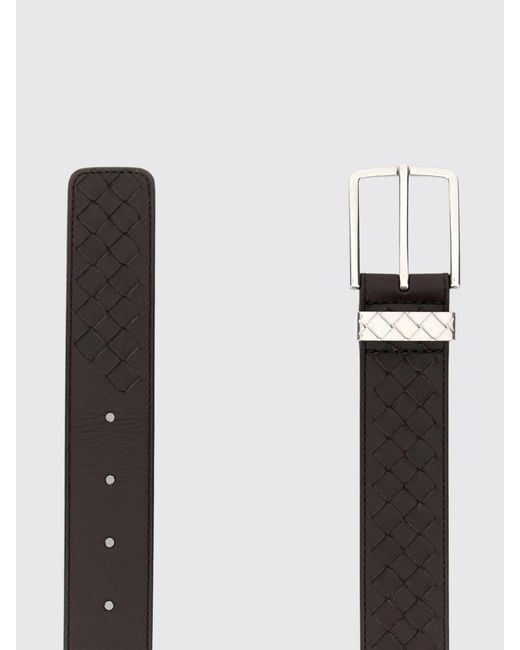 Bottega Veneta White Woven Calfskin Leather Belt With Pin Buckle for men