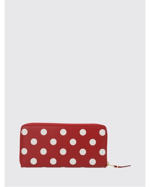 Comme des Garçons Red Polka Dot Calf Leather Wallet for men