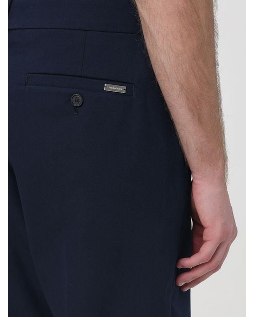Ferragamo Blue Cotton And Cashmere Tailored Trousers for men