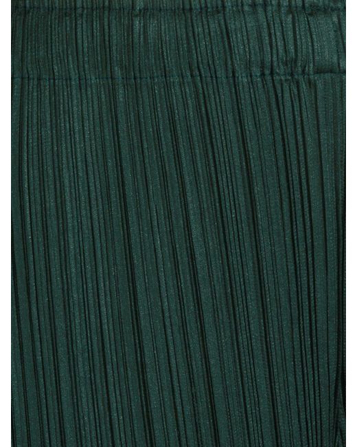 Pleats Please Issey Miyake Green Cropped Pleated Crêpe Trousers