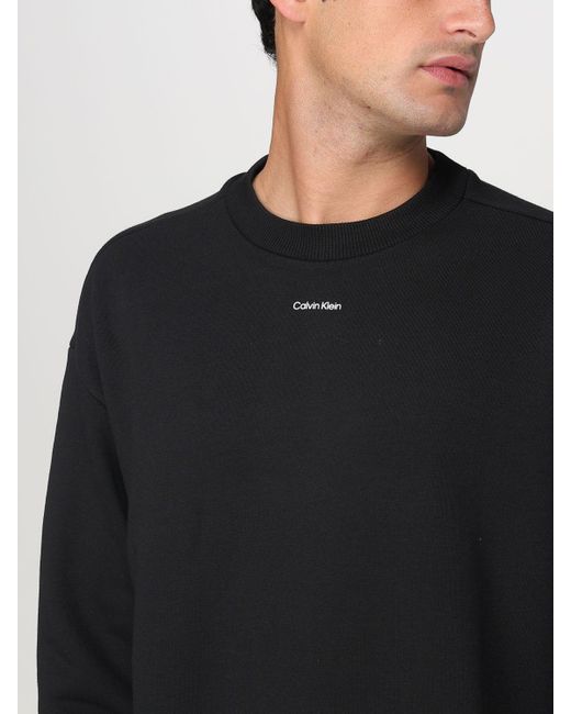 Felpa A Girocollo Con Mini Logo di Calvin Klein in Black da Uomo